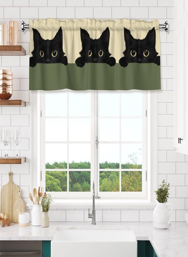 DZGlobal Cat Valances for Windows - Black Cats Cafe Curtains Animal Short Curtains for Living Room Bathroom Bedroom Basement - Image 4